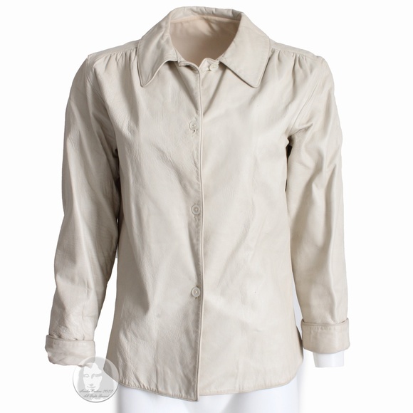 Bonnie Cashin for Sills Bone Leather Top Blouse Button Front Vintage 60s Rare - Picture 3 of 8